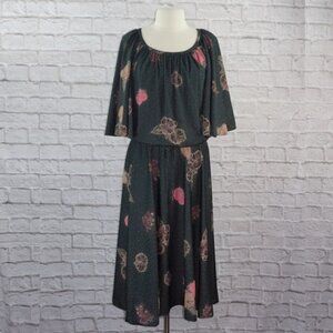 Vintage 70s Disco Flutter Sleeve Floral Dress